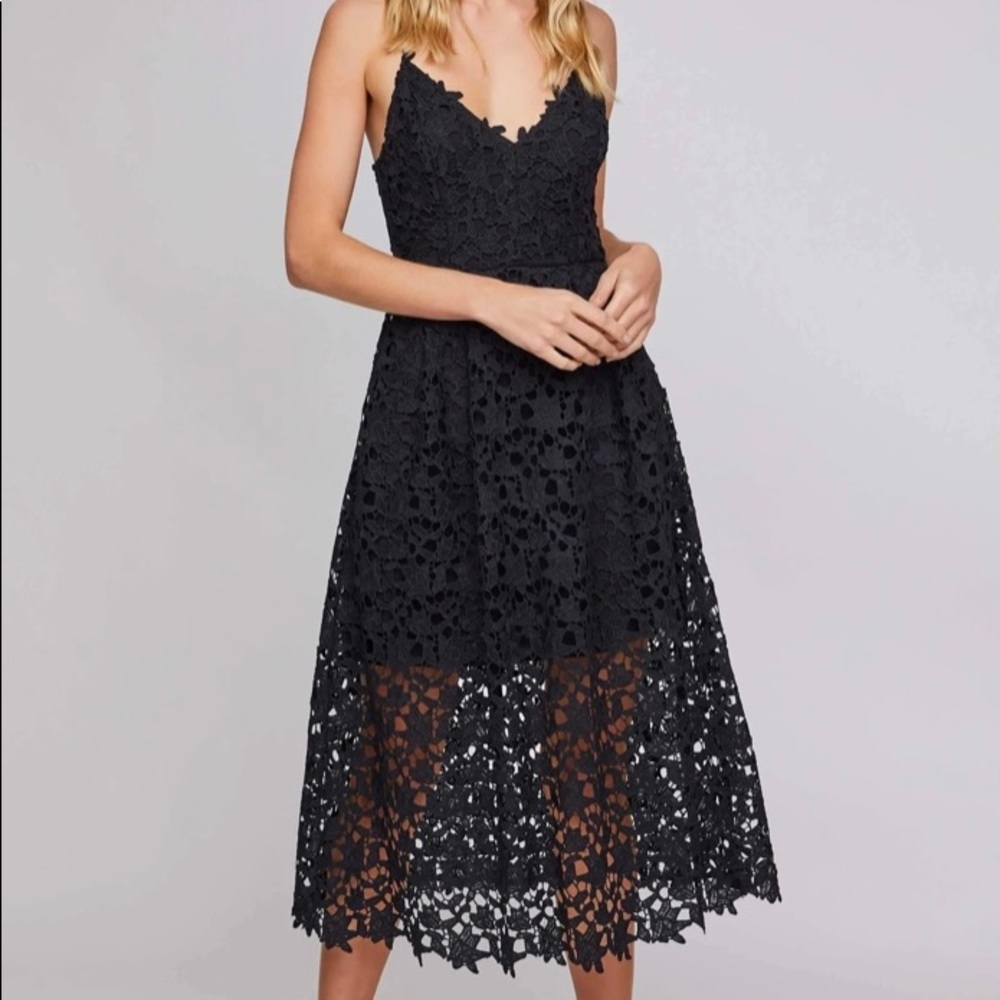 ASTR the Label Black Lace Midi Dress